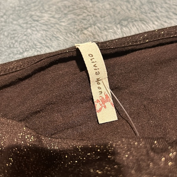 Brown with Gold Metallic Shimmer Cowl Neck Top-XL - Picture 2 of 10